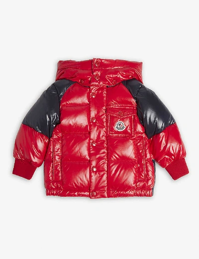 Shop Moncler Biarriz Padded Jacket 9-36 Months In Red