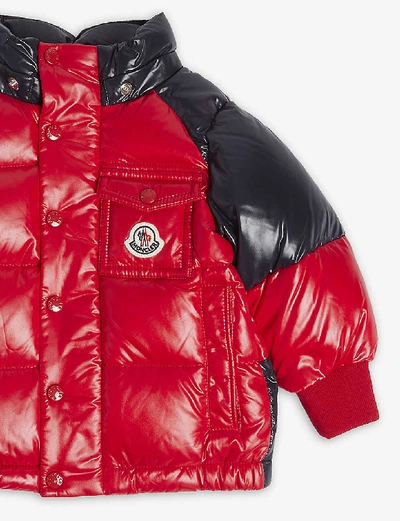 Shop Moncler Biarriz Padded Jacket 9-36 Months In Red