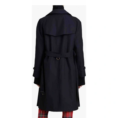 Pre-owned Burberry Wool Trench Coat In Blue