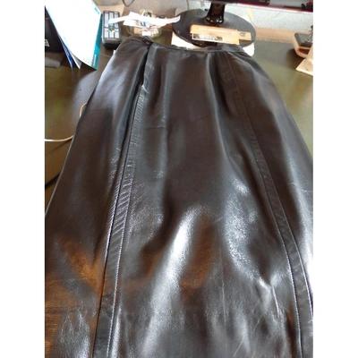 Pre-owned Givenchy Leather Mid-length Skirt In Black