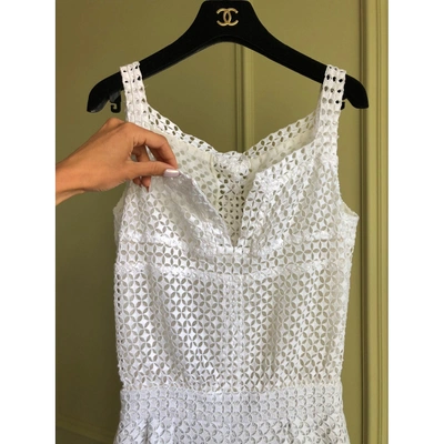 Pre-owned Chanel Lace Mid-length Dress In Ecru