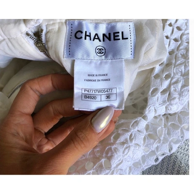 Pre-owned Chanel Lace Mid-length Dress In Ecru
