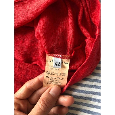 Pre-owned Merci Linen Mid-length Dress In Red