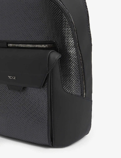 Shop Tumi Marlow Leather-trimmed Backpack In Carbon