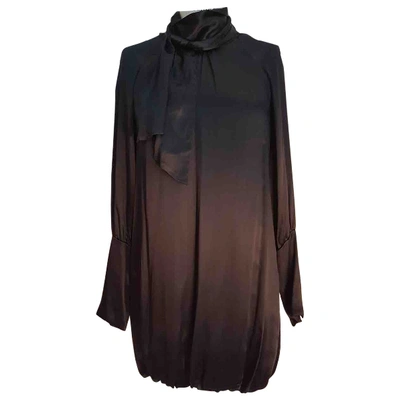 Pre-owned Mauro Grifoni Silk Mini Dress In Black