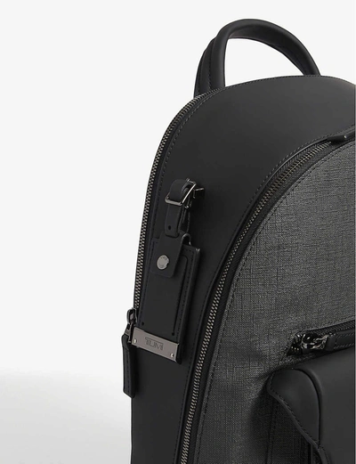 Shop Tumi Marlow Leather-trimmed Backpack In Grey