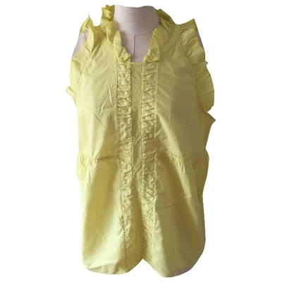 Pre-owned Donna Karan Yellow Cotton Top