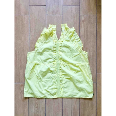 Pre-owned Donna Karan Yellow Cotton Top