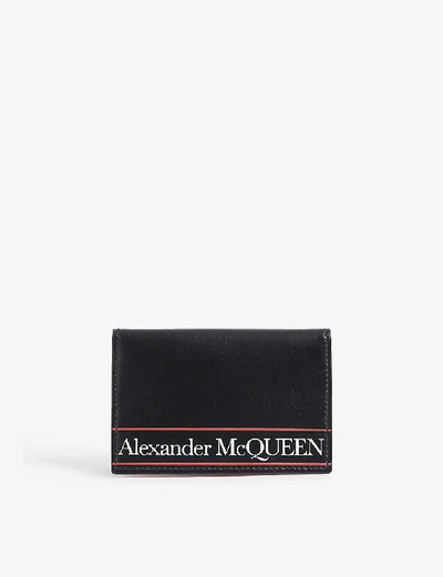 Shop Alexander Mcqueen Logo Leather Bifold Wallet In Black Red