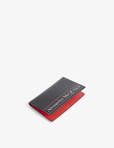 Shop Alexander Mcqueen Logo Leather Bifold Wallet In Black Red