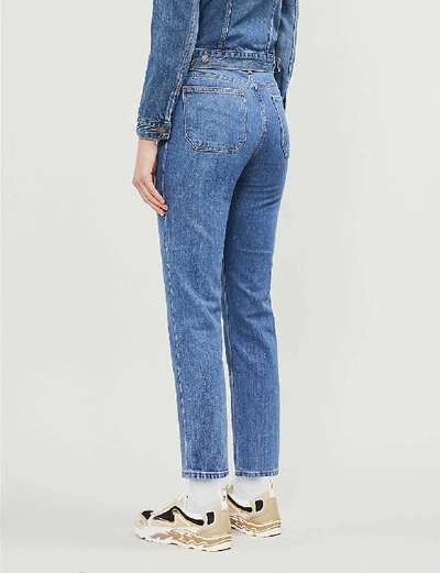 Shop Sandro Womens Blue Jean Straight-leg High-rise Jeans 10