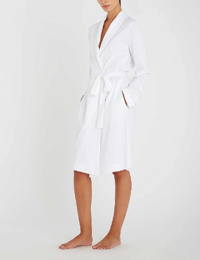 Shop Hanro Women's White Classic Cotton-jersey Robe, Size: Small