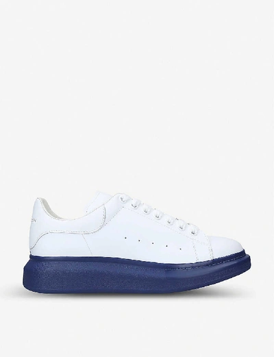 Shop Alexander Mcqueen Show Leather Trainers In White/oth