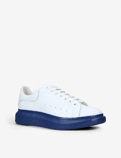 Shop Alexander Mcqueen Show Leather Trainers In White/oth