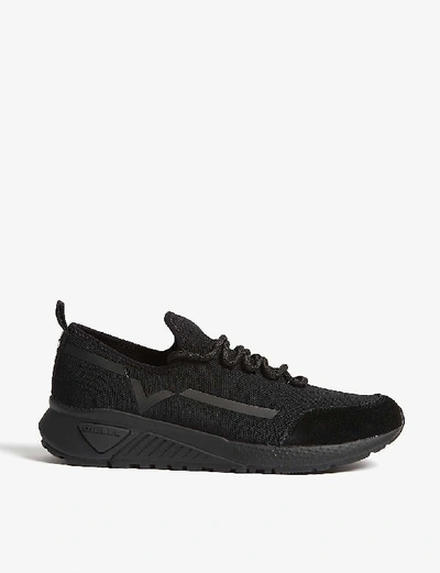 Shop Diesel S-kby Knitted Trainers In Black