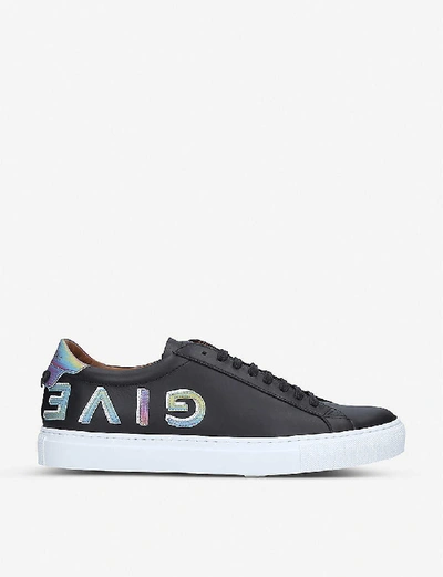 Shop Givenchy Knot Holographic-logo Leather Trainers In Blk/other