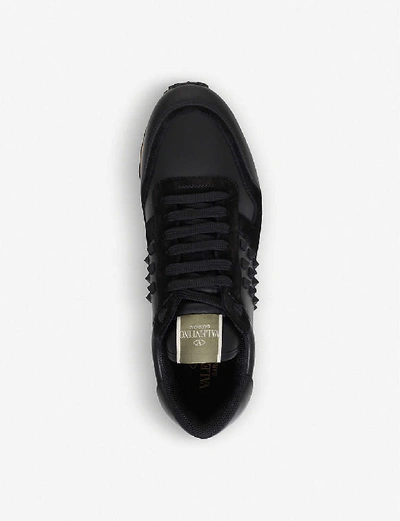 Rockstud leather and suede trainers