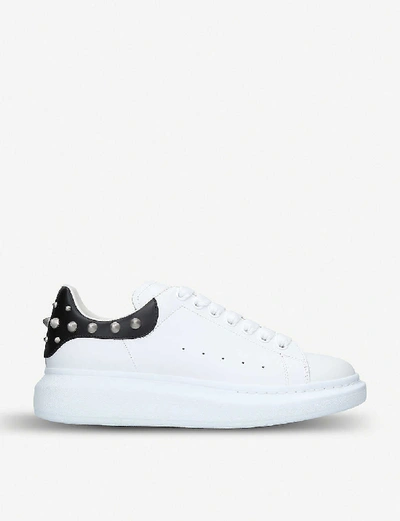 Shop Alexander Mcqueen Men's Show Leather Trainers In White/blk