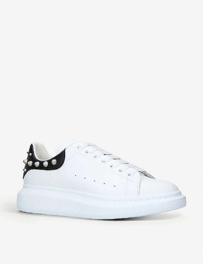 Shop Alexander Mcqueen Men's Show Leather Trainers In White/blk