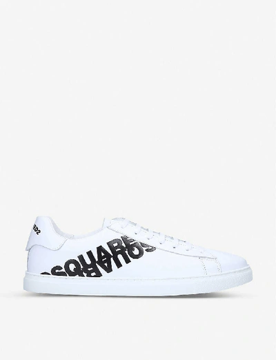 Shop Dsquared2 Logo-print Low-top Leather Trainers In White/blk