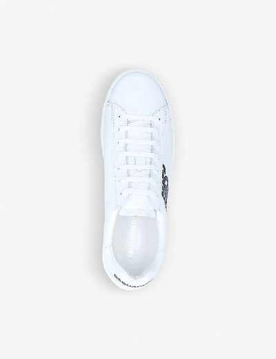 Shop Dsquared2 Logo-print Low-top Leather Trainers In White/blk