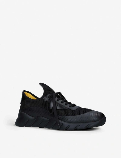 Shop Fendi Mens Black Monster Knitted Trainers 6