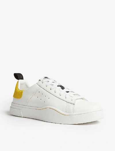Shop Diesel S-clever Leather Low-top Trainers In White/lemon Chrome