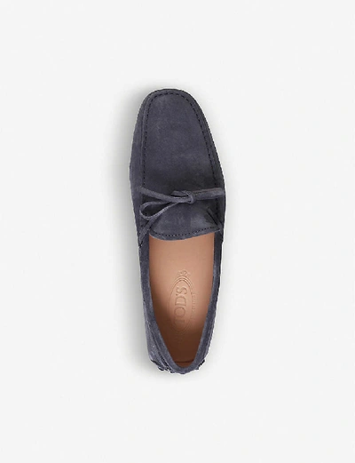 Shop Tod's 122 Suede Driver Shoes In Grey