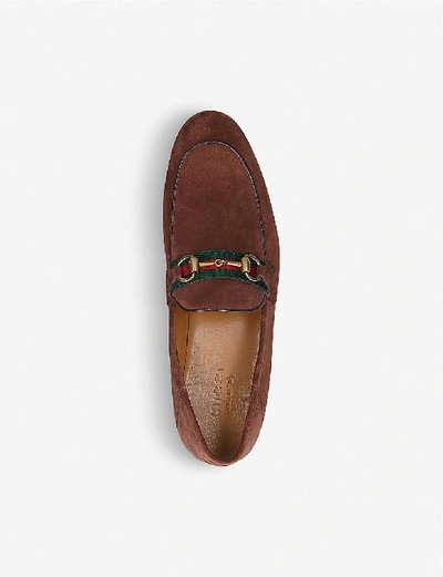 Shop Gucci Brixton Suede Loafer In Brown