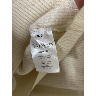 Pre-owned Balmain White Wool Dress