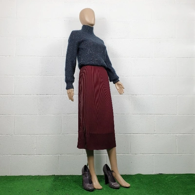 Pre-owned Iris & Ink Mid-length Skirt In Burgundy