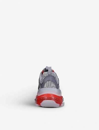 Shop Balenciaga Triple S Leather And Mesh Trainers In Grey Mid