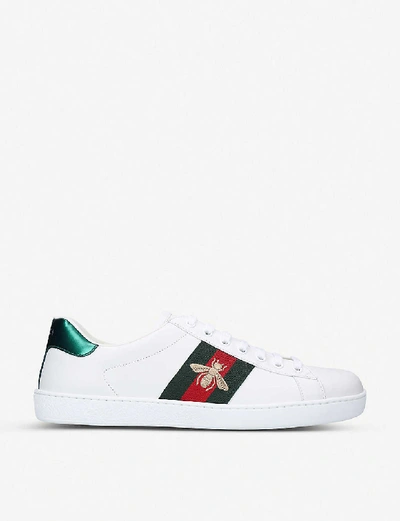 GUCCI GUCCI MEN'S WHITE MEN'S NEW ACE BEE LEATHER TRAINERS 36565468