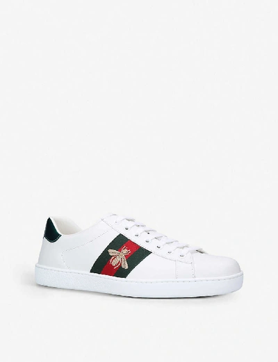 GUCCI GUCCI MEN'S WHITE MEN'S NEW ACE BEE LEATHER TRAINERS 36565468