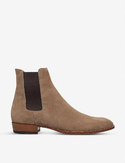 Shop Saint Laurent Mens Taupe Wyatt Chelsea Boots, Size: Eur 42 / 8 Uk Men