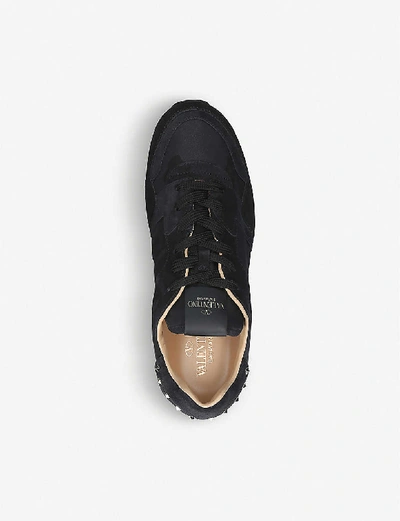 Shop Valentino Studsole Camouflage-print Trainers In Black