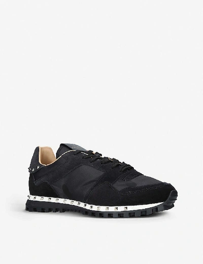 Shop Valentino Studsole Camouflage-print Trainers In Black