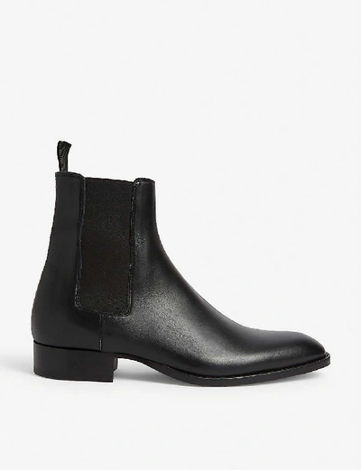 Shop Sandro Leather Chelsea Boots In Black