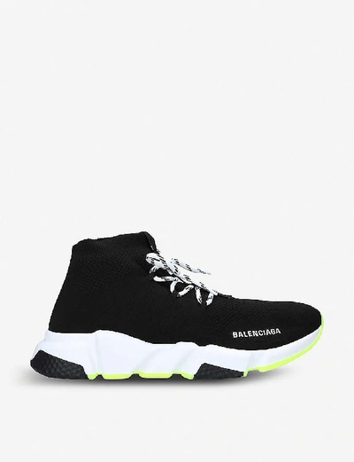 Shop Balenciaga Speed Lace-up Stretch-knit Trainers In Black/comb