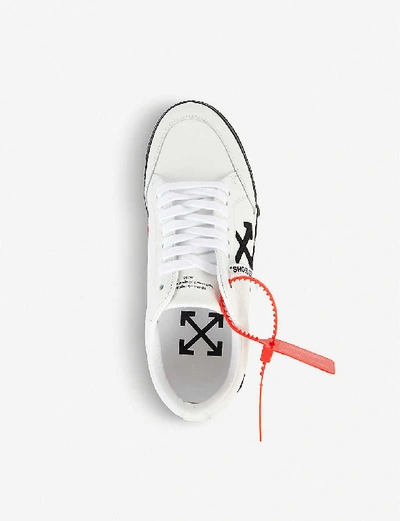 Shop Off-white Vulc Striped Low-top Canvas Trainers In White/blk