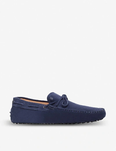 Shop Tod's Tods Men's Blue Gommino Heaven Suede Driving Shoes