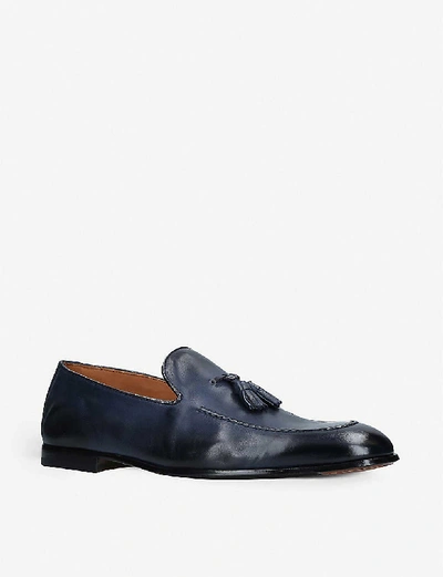 Shop Doucal's Doucals Men's Navy Max Flexi Leather Loafers