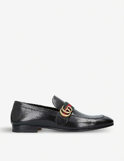 Shop Gucci Donnie Gg Leather Loafers In Black