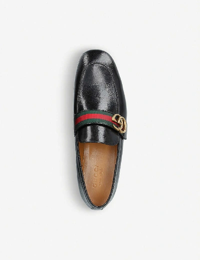 Shop Gucci Donnie Gg Leather Loafers In Black