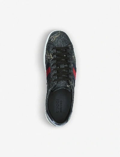 Shop Gucci New Ace Gg Tiger Canvas Trainers In Black