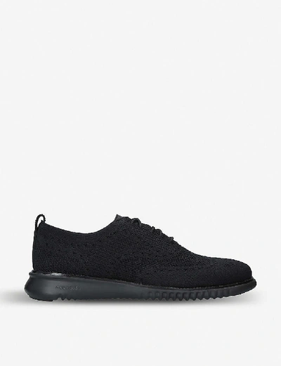 Shop Cole Haan 2.zerøgrand Oxford Stretch-knit Trainers In Black