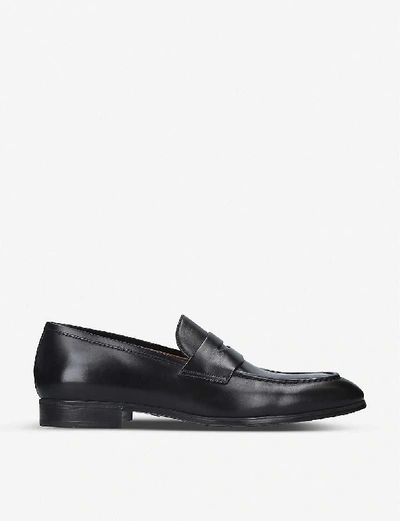 Shop Santoni Simon Leather Penny Loafer In Black