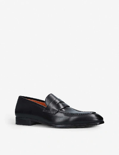 Shop Santoni Simon Leather Penny Loafer In Black