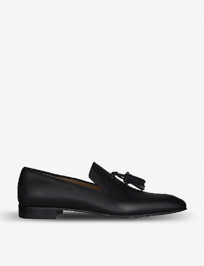 Shop Christian Louboutin Men's Black Dandelion Tassel Leather Loafers