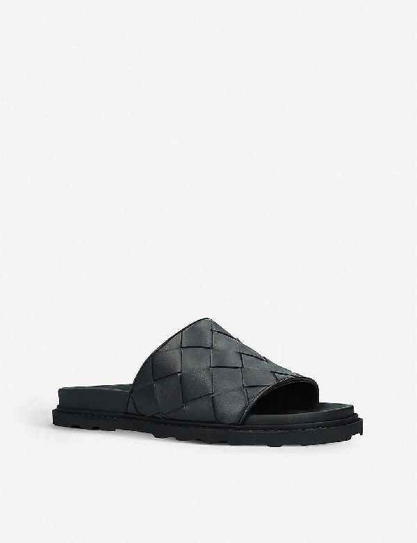 Bottega Veneta Black Intrecciato Pool Slides In 1000 Black | ModeSens